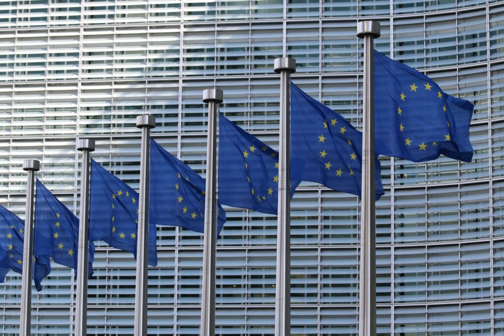 seven European union flags