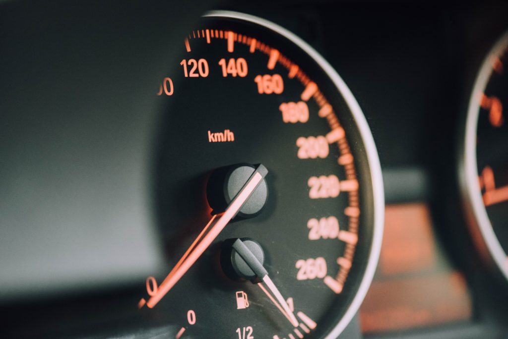 closeup of a speedometer